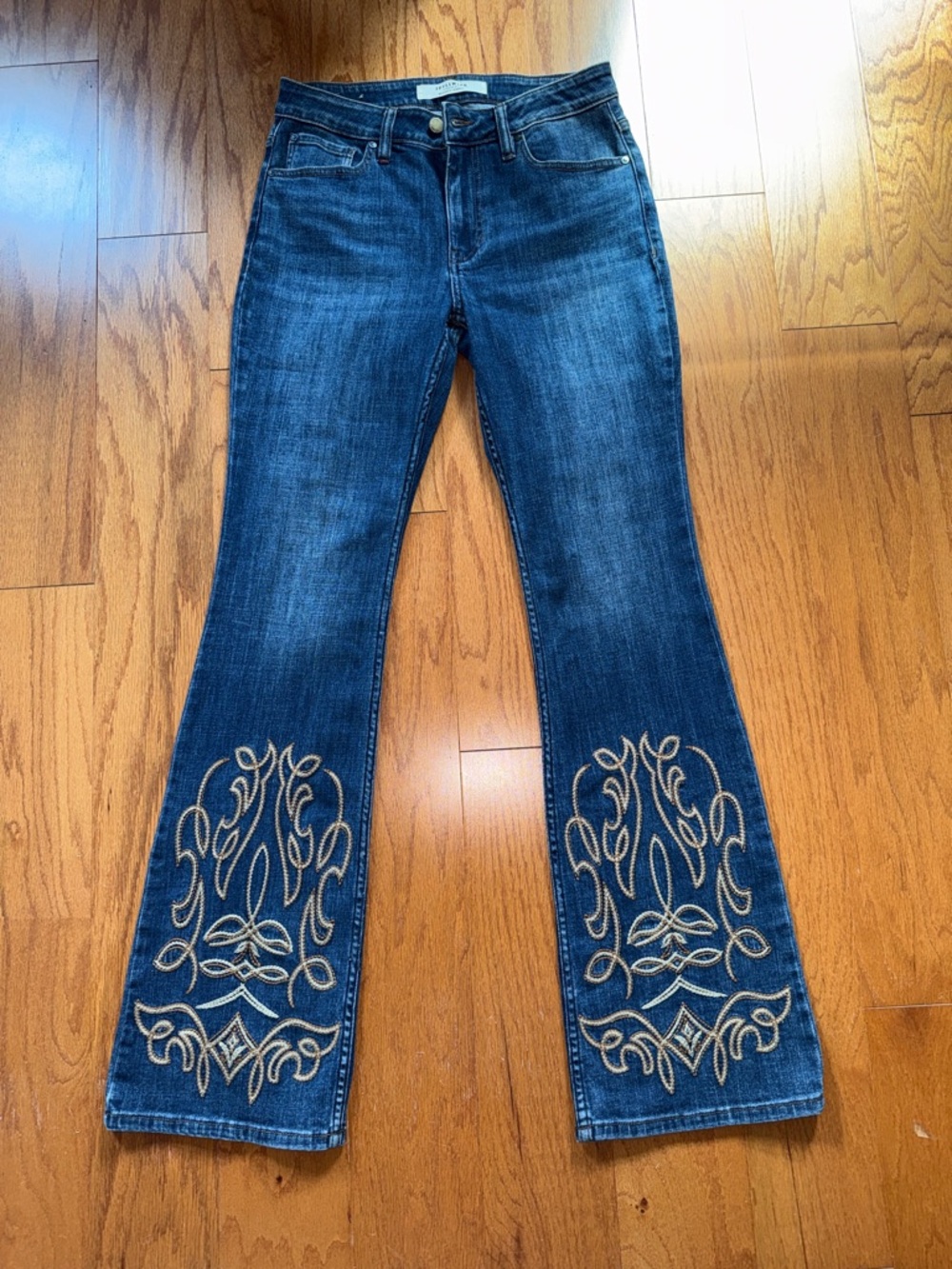 Idyllwind Dark Blue Embroidered Flare Jeans